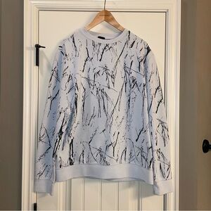 H&M Men's White Sweater with Black Abstract Design